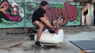 Petite Blonde Babe Fucked Hard In Public And Facialed