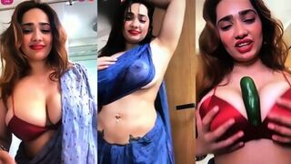 Aditi Mistry Nude Boobs N!pples Expose In Transparent Wet Blue Saree Live – P02
